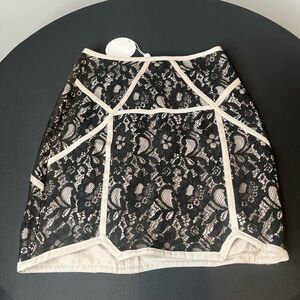 Finders Keepers Elegant Black and Cream Lace Pencil Skirt